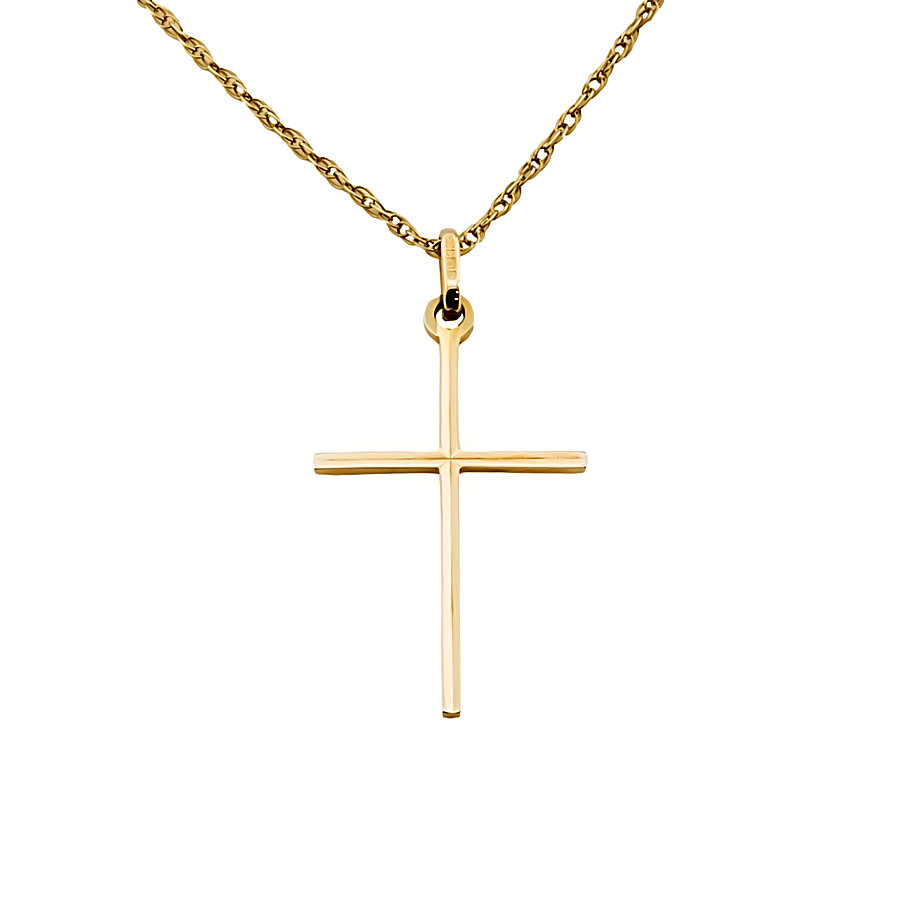 9ct Gold 1.4g 16 inch Cross Pendant with Chain